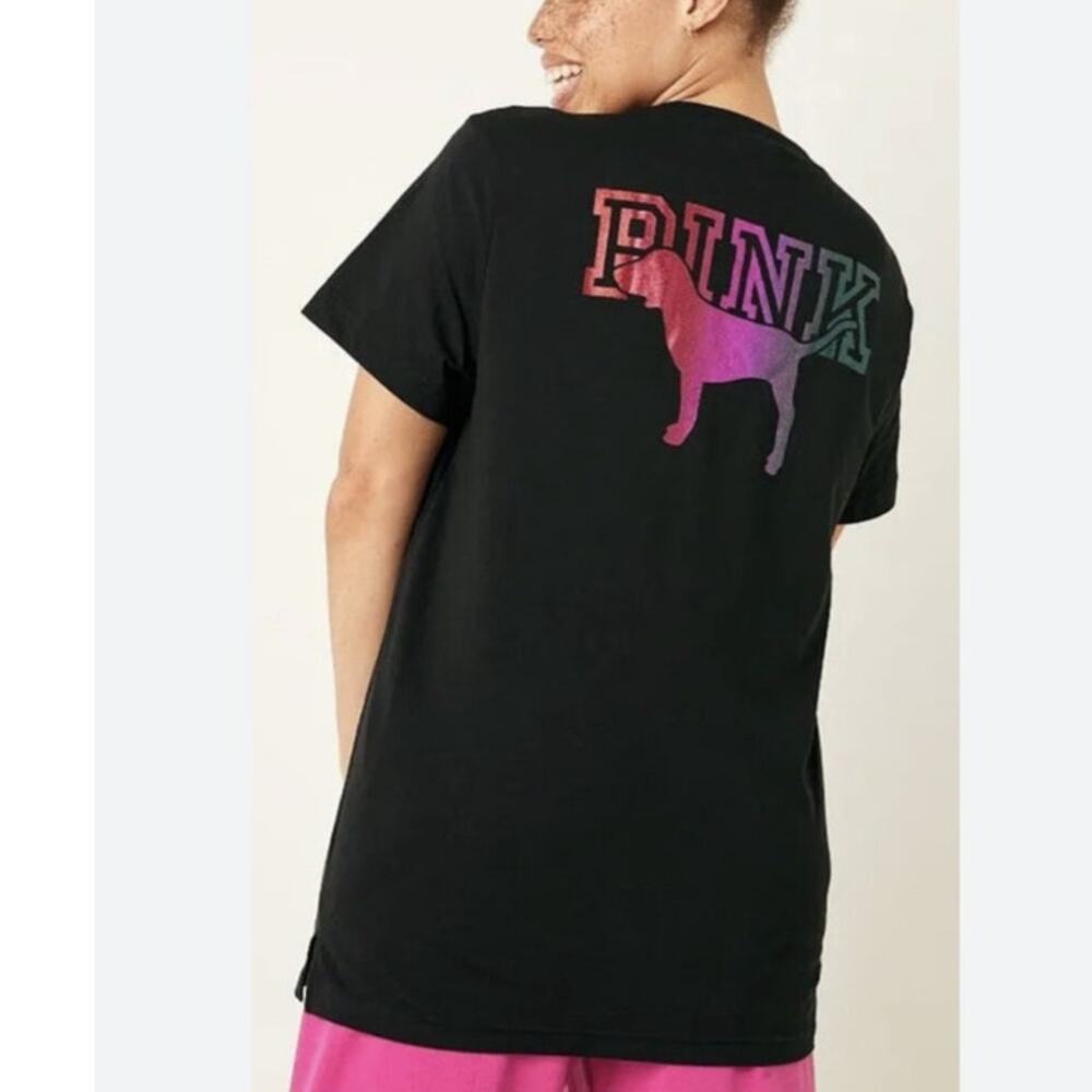 PINK Victoria's Secret black Campus Tee size L